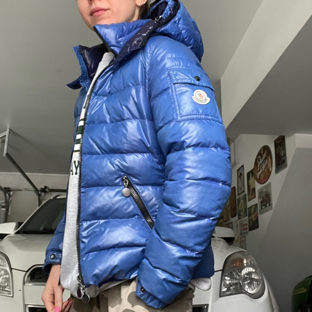 Moncler bady coat jacket blue small authentic